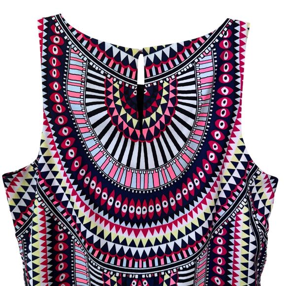 Mara Hoffman El Mundo Navy Pleat Front Shift Dress Women's Small Multicolor Mod - Picture 5 of 11